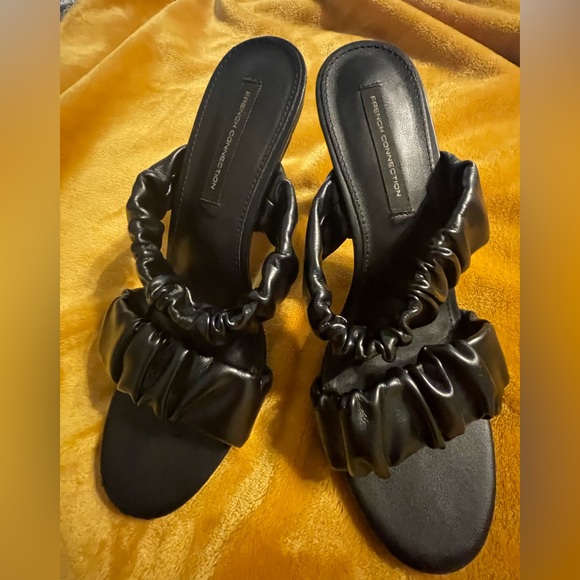 French Connection Shoes - French Connection Crystal Ruched  Mule Black